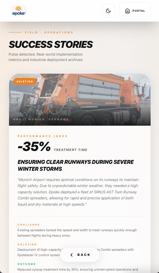 EPOKE touchscreen case studies page example